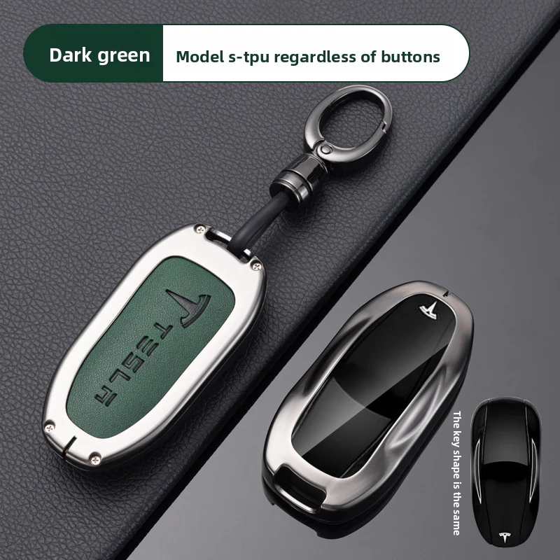 Tesla Full Aluminum Alloy + TPU Film & PU Leather Cover Car Key Fob Case for Model S, Model X - Image 11