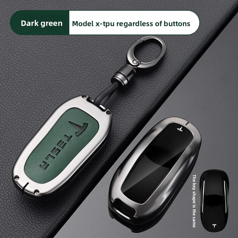 Tesla Full Aluminum Alloy + TPU Film & PU Leather Cover Car Key Fob Case for Model S, Model X - Image 13