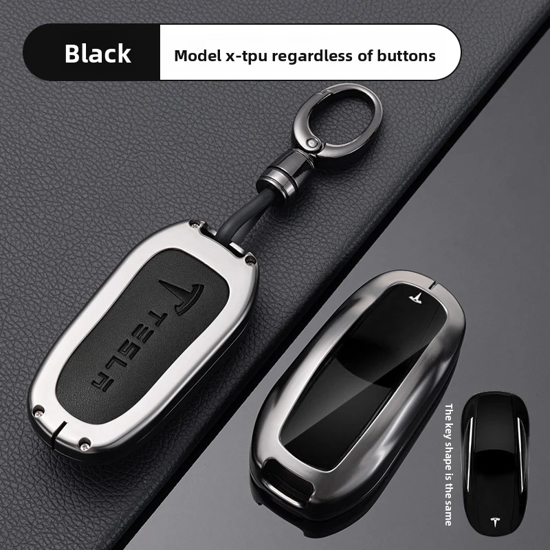 Tesla Full Aluminum Alloy + TPU Film & PU Leather Cover Car Key Fob Case for Model S, Model X - Image 15