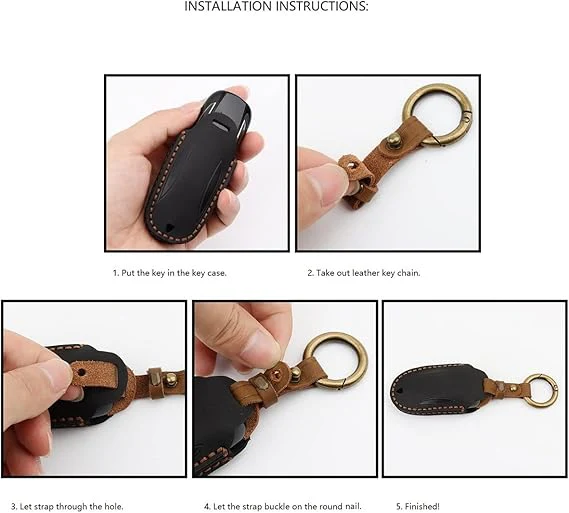 Tesla Handcrafted Genuine Leather Car Key Fob Protective Cover Case For Model 3, Y, S, X - Image 11