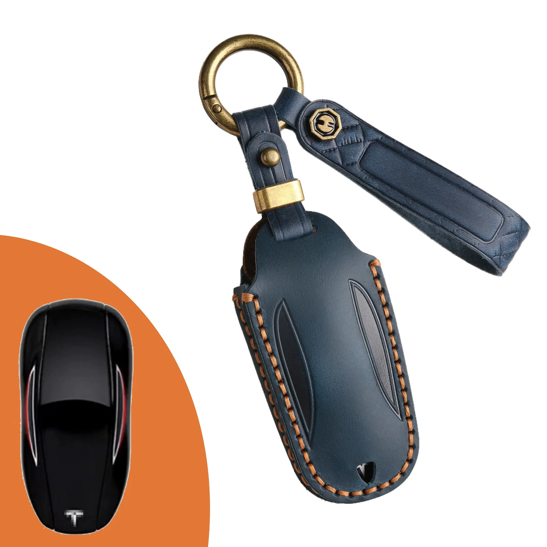 Tesla Handcrafted Genuine Leather Car Key Fob Protective Cover Case For Model 3, Y, S, X - Image 12