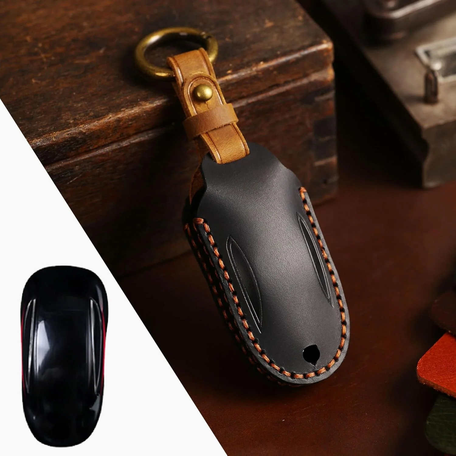 Tesla Handcrafted Genuine Leather Car Key Fob Protective Cover Case For Model 3, Y, S, X - Image 8