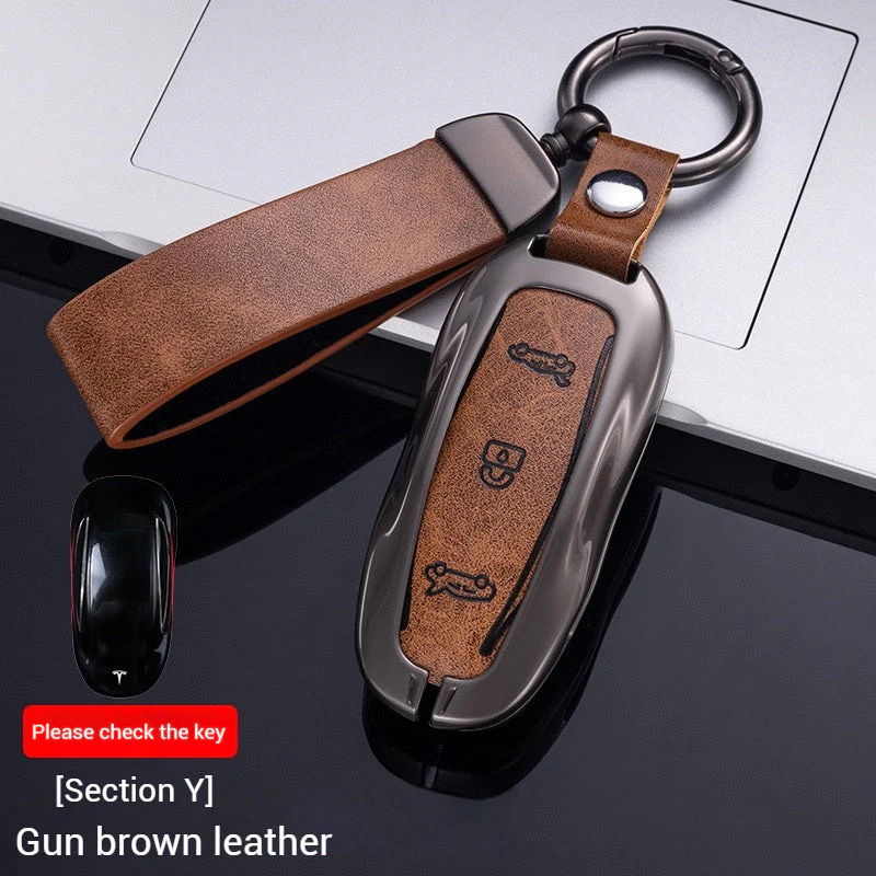 Tesla Metal + PU Leather Smart Car Key Fob Case for Model 3, S, Y, X - Image 10