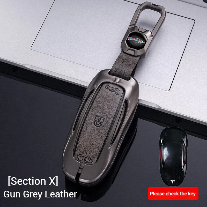 Tesla Metal + PU Leather Smart Car Key Fob Case for Model 3, S, Y, X - Image 11