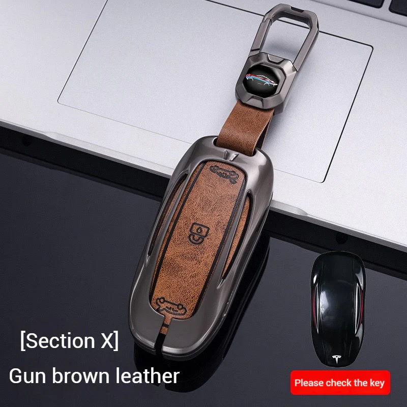 Tesla Metal + PU Leather Smart Car Key Fob Case for Model 3, S, Y, X - Image 12