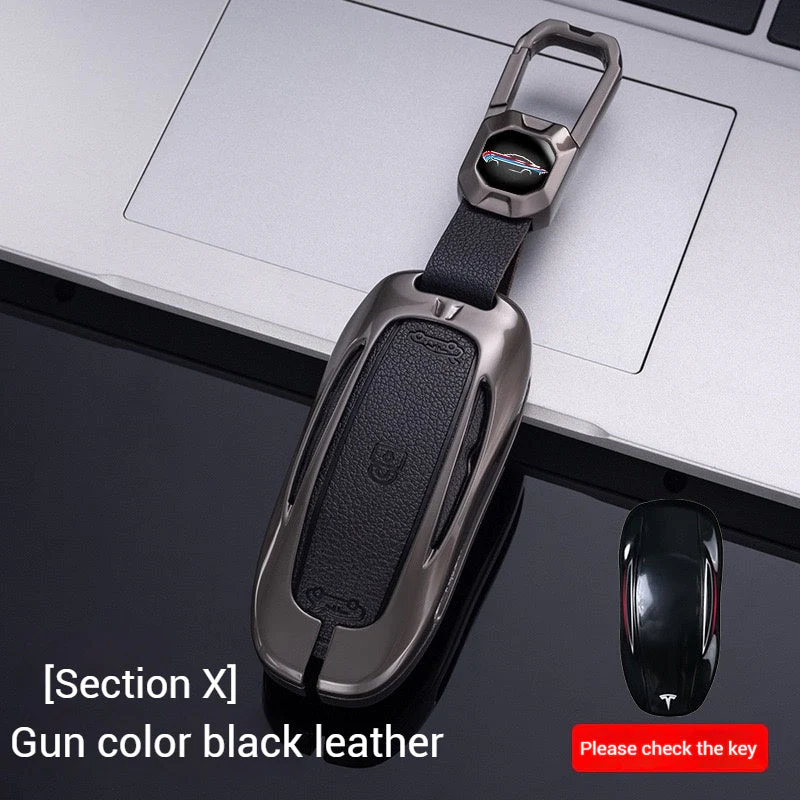 Tesla Metal + PU Leather Smart Car Key Fob Case for Model 3, S, Y, X - Image 13