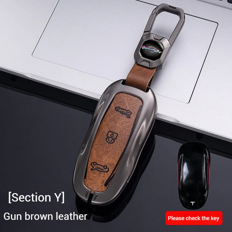 Tesla Metal + PU Leather Smart Car Key Fob Case for Model 3, S, Y, X - Image 16