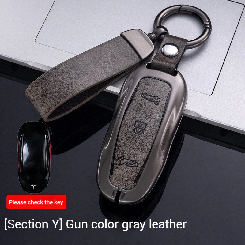 Tesla Metal + PU Leather Smart Car Key Fob Case for Model 3, S, Y, X - Image 18