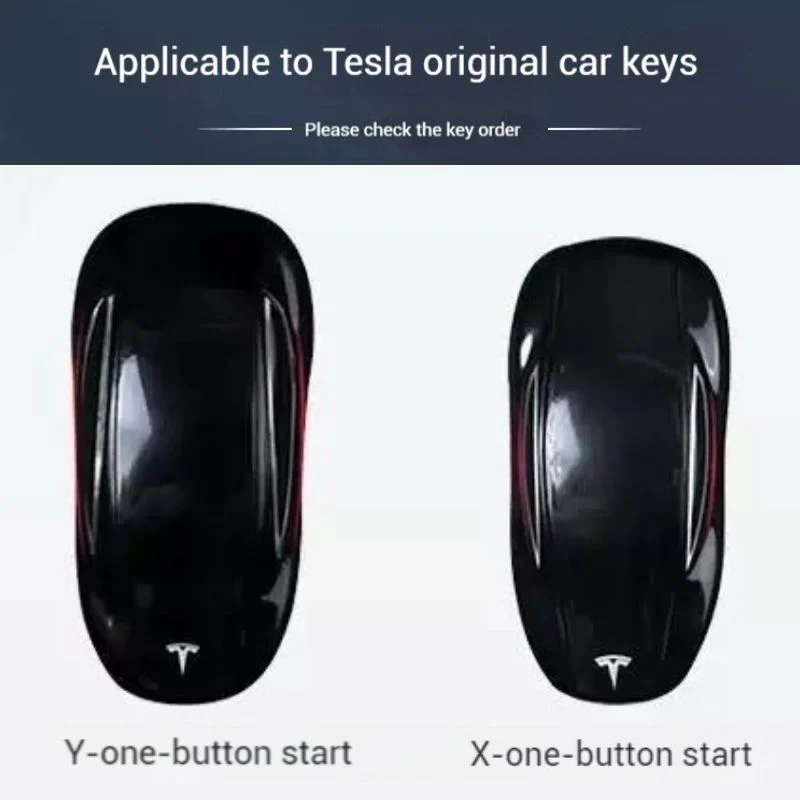 Tesla Metal + PU Leather Smart Car Key Fob Case for Model 3, S, Y, X - Image 2