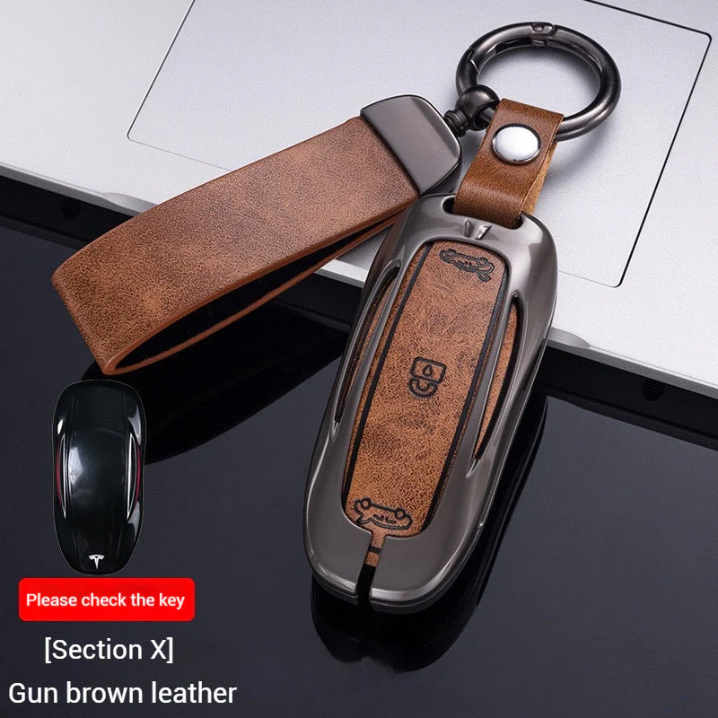 Tesla Metal + PU Leather Smart Car Key Fob Case for Model 3, S, Y, X - Image 20
