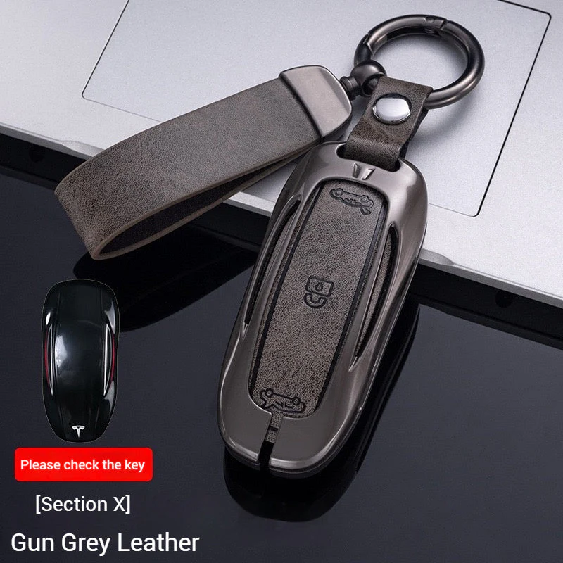 Tesla Metal + PU Leather Smart Car Key Fob Case for Model 3, S, Y, X - Image 21