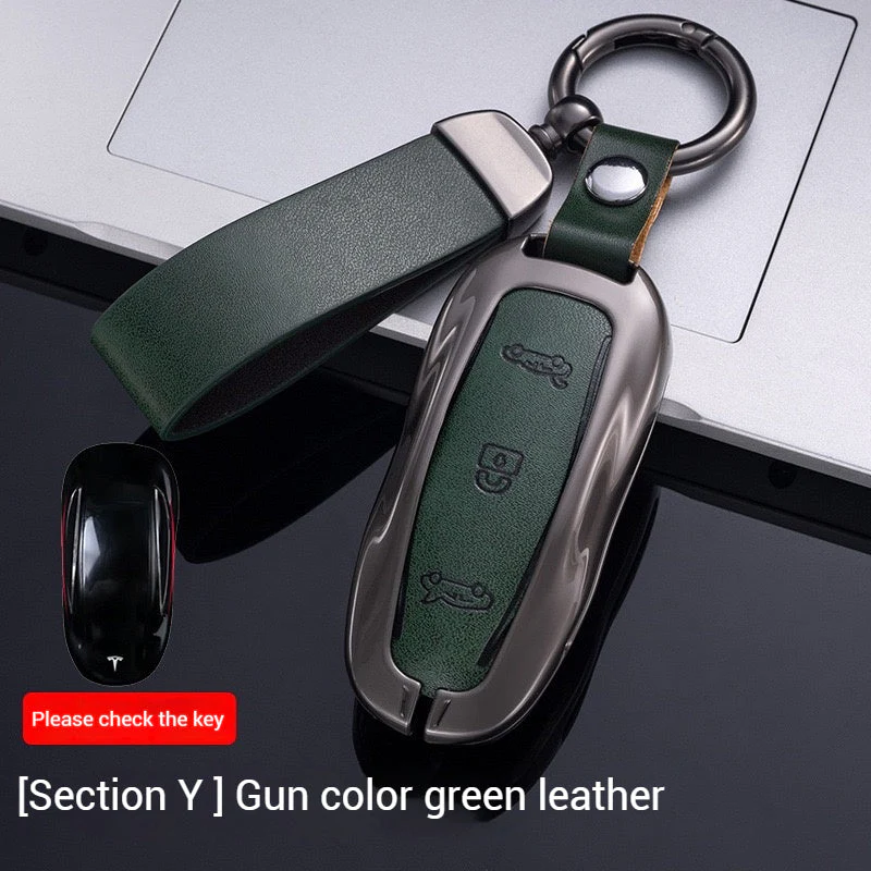 Tesla Metal + PU Leather Smart Car Key Fob Case for Model 3, S, Y, X - Image 22