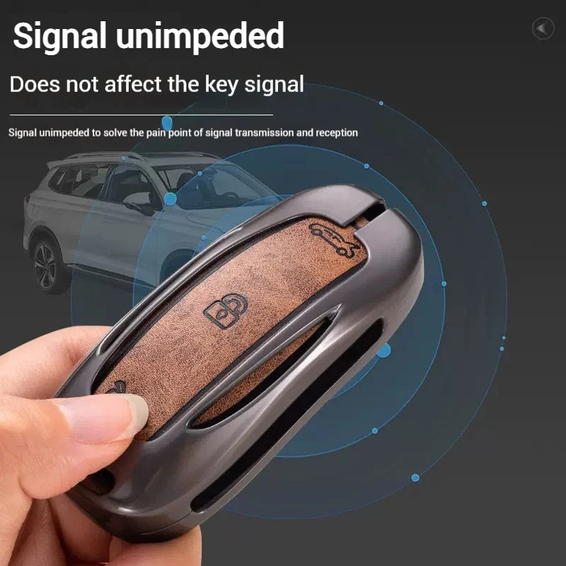 Tesla Metal + PU Leather Smart Car Key Fob Case for Model 3, S, Y, X - Image 4
