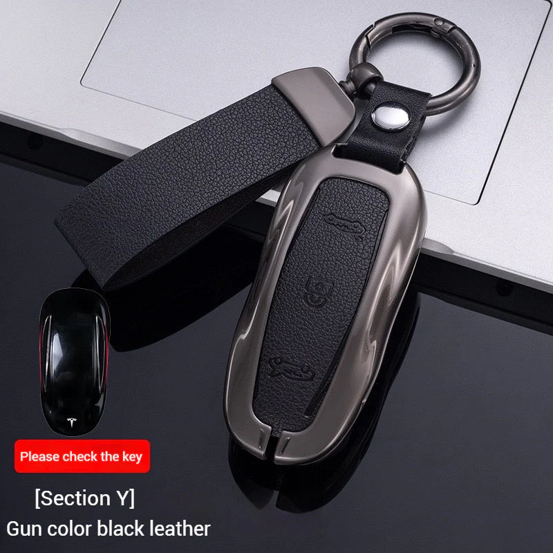 Tesla Metal + PU Leather Smart Car Key Fob Case for Model 3, S, Y, X - Image 5