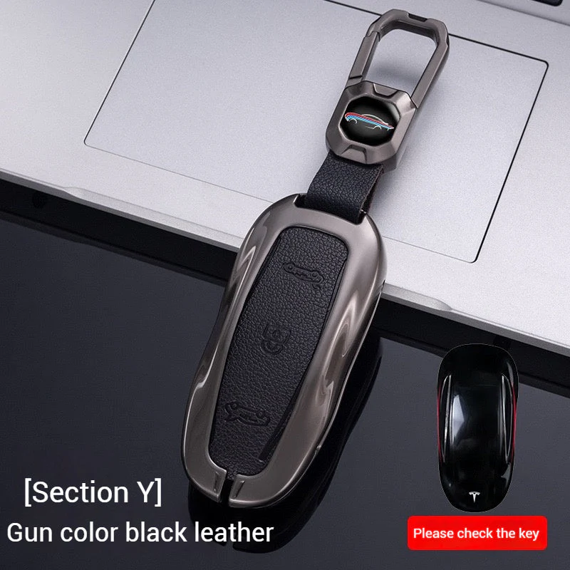 Tesla Metal + PU Leather Smart Car Key Fob Case for Model 3, S, Y, X - Image 6