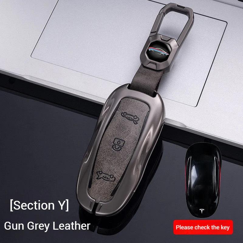Tesla Metal + PU Leather Smart Car Key Fob Case for Model 3, S, Y, X - Image 7