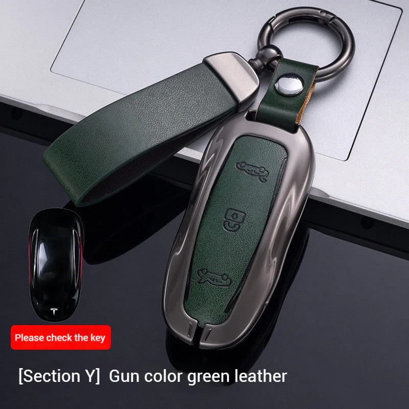 Tesla Metal + PU Leather Smart Car Key Fob Case for Model 3, S, Y, X - Image 9