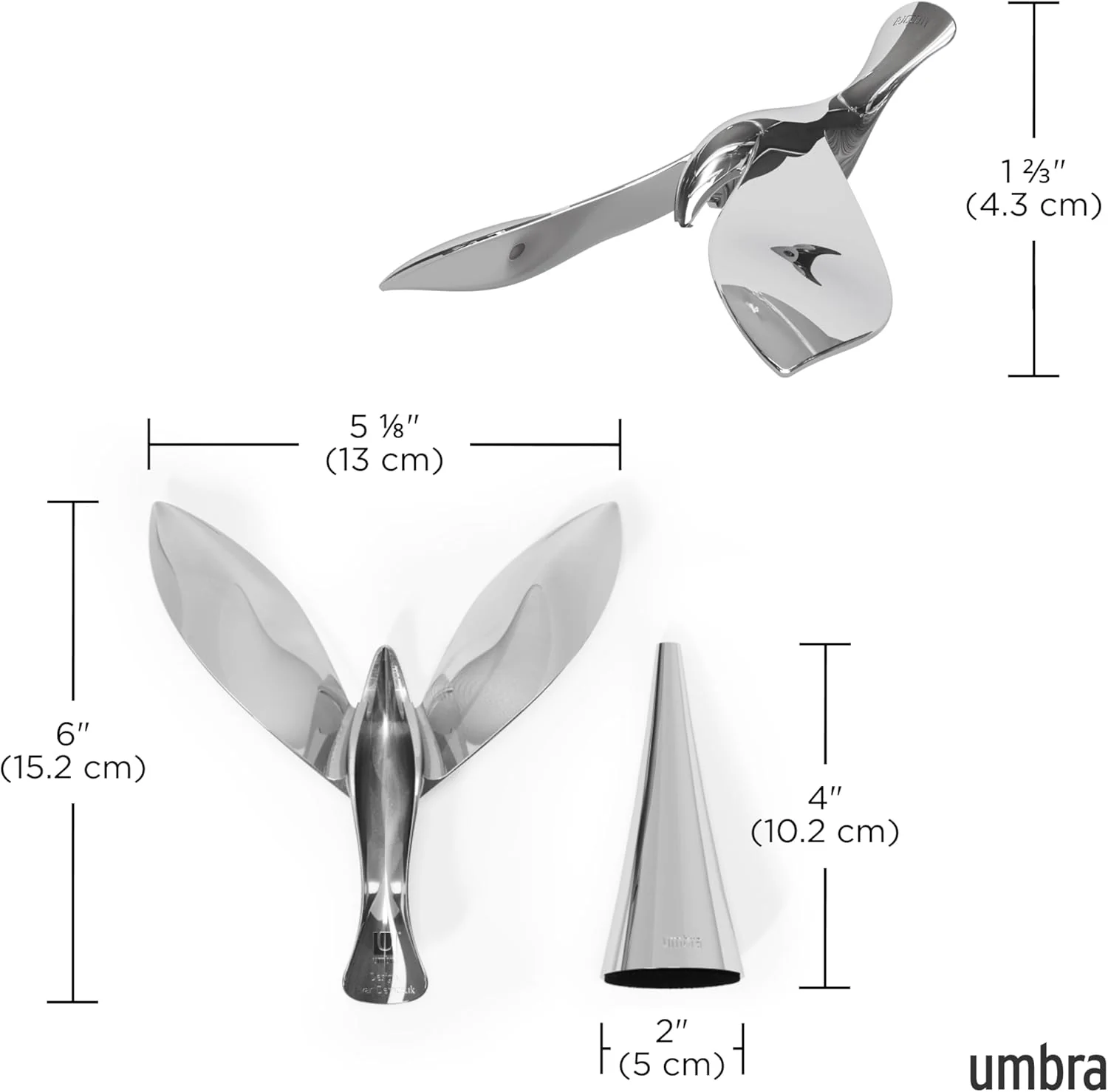 Tipsy Bottle Opener, Chrome, 5.12 x 5 x 4.5 Inch Artistic Flying Bird Sculpture Gaming Room - Image 6