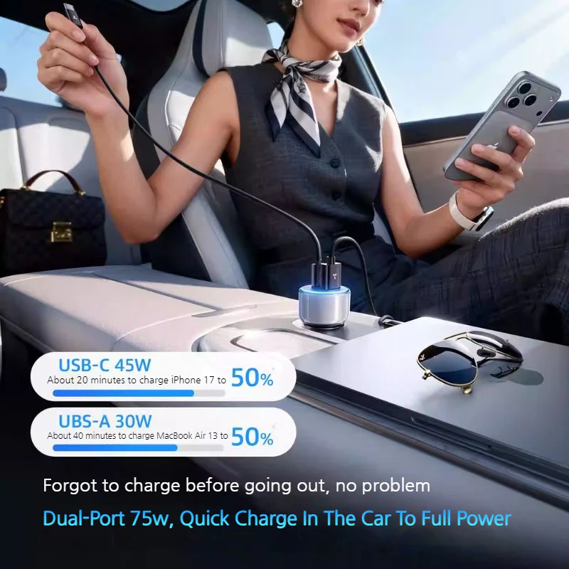 TORRAS 75W Dual-Port Super Fast Car Charger - Image 6