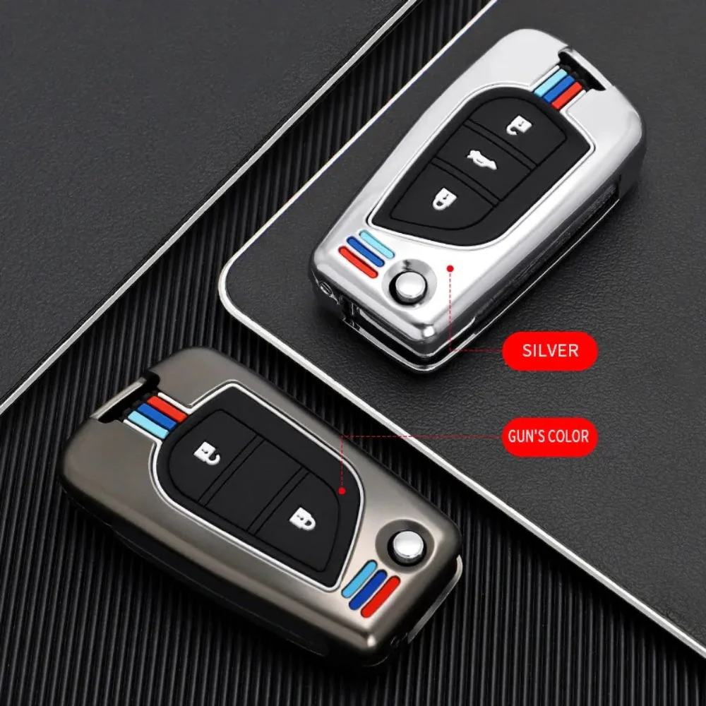Toyota Foldable Style Metal Shell & Soft Silicone Full Protection Car Key Fob Case Cover For Camry RAV4 Highlander Avalon C-HR Prius Corolla - Image 14