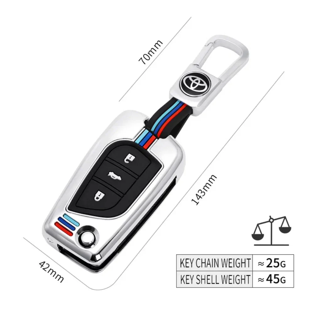 Toyota Foldable Style Metal Shell & Soft Silicone Full Protection Car Key Fob Case Cover For Camry RAV4 Highlander Avalon C-HR Prius Corolla - Image 16