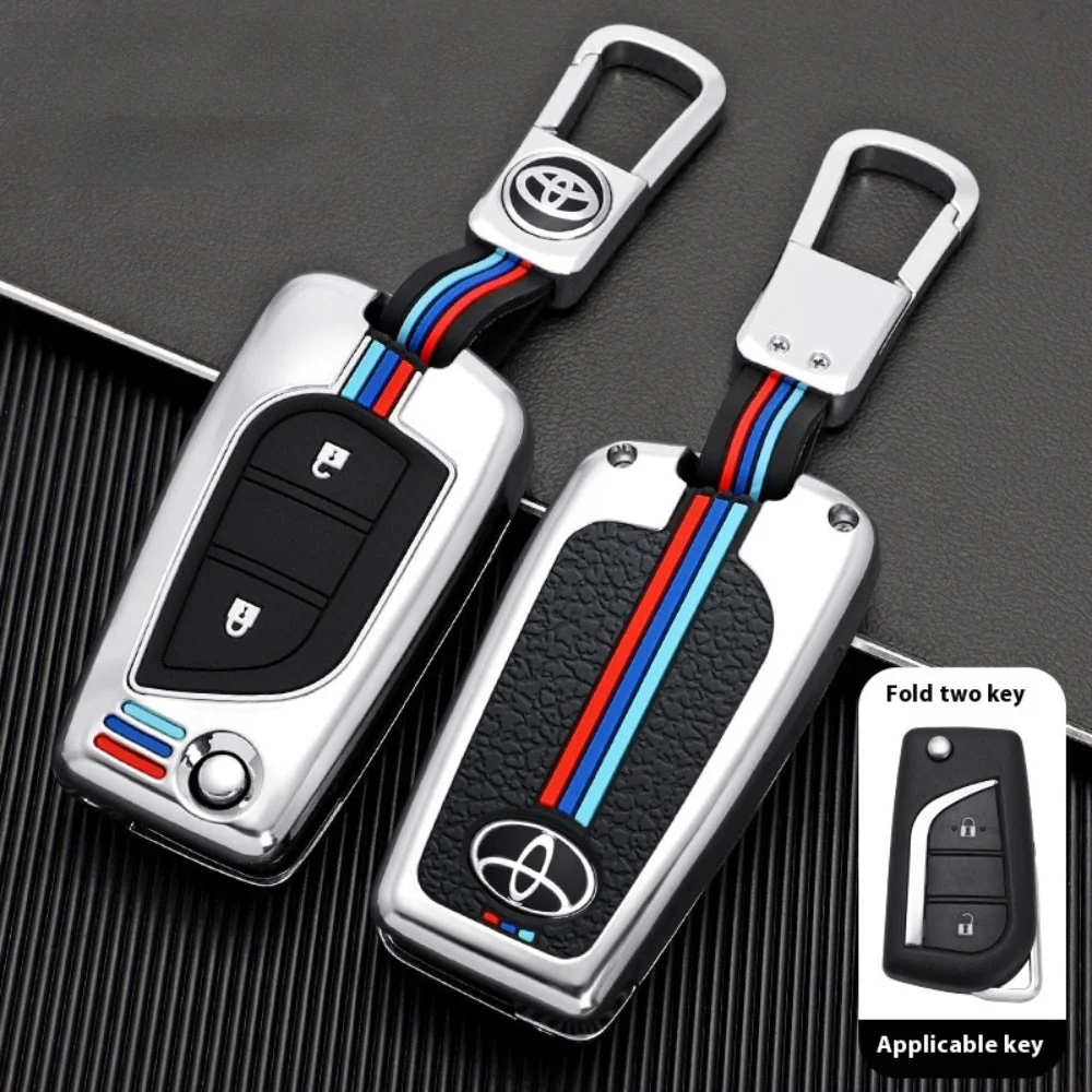 Toyota Foldable Style Metal Shell & Soft Silicone Full Protection Car Key Fob Case Cover For Camry RAV4 Highlander Avalon C-HR Prius Corolla - Image 2