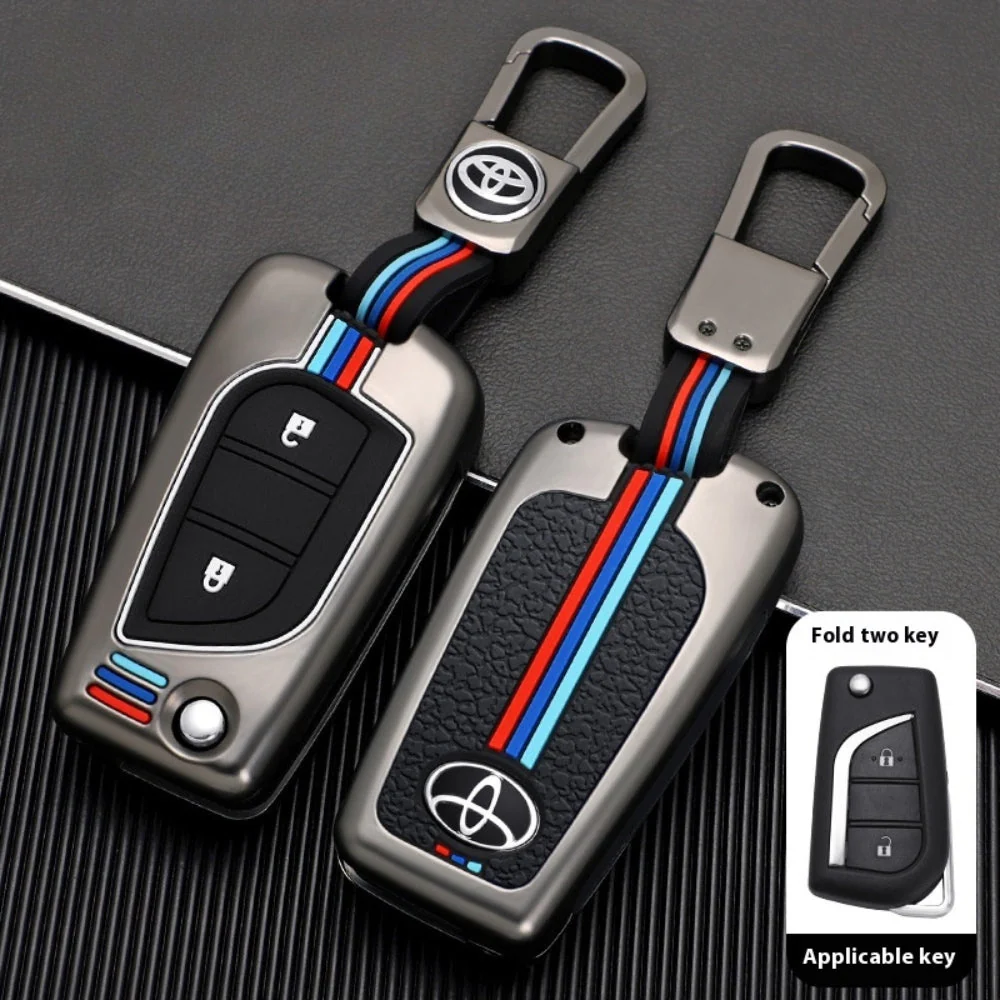 Toyota Foldable Style Metal Shell & Soft Silicone Full Protection Car Key Fob Case Cover For Camry RAV4 Highlander Avalon C-HR Prius Corolla - Image 5