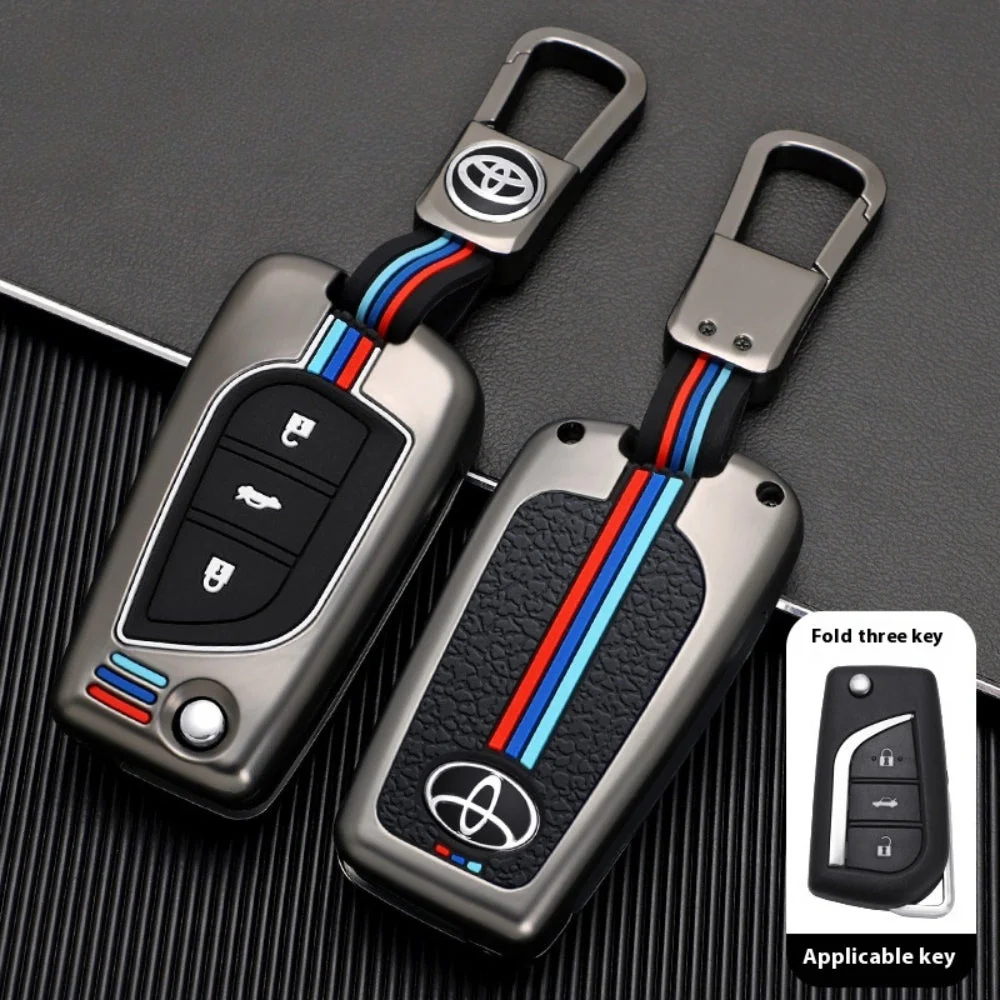Toyota Foldable Style Metal Shell & Soft Silicone Full Protection Car Key Fob Case Cover For Camry RAV4 Highlander Avalon C-HR Prius Corolla - Image 6