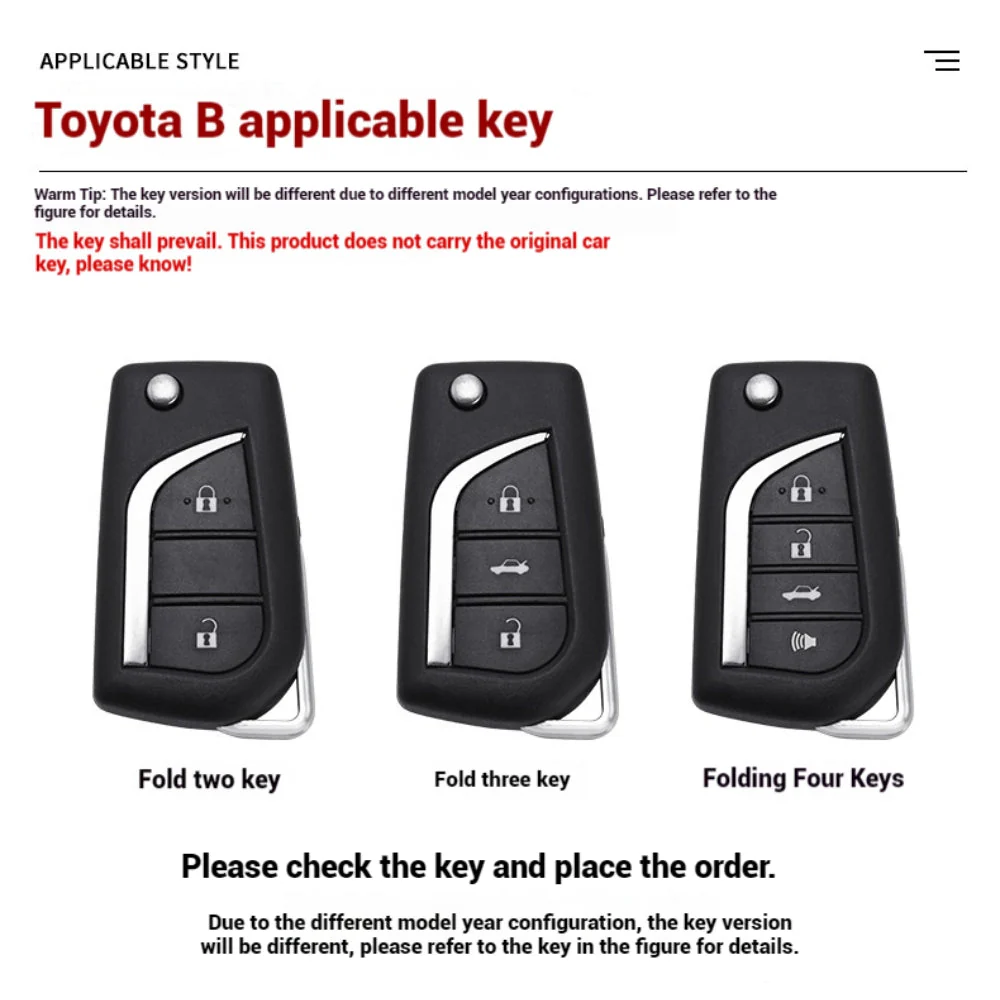 Toyota Foldable Style Metal Shell & Soft Silicone Full Protection Car Key Fob Case Cover For Camry RAV4 Highlander Avalon C-HR Prius Corolla - Image 9
