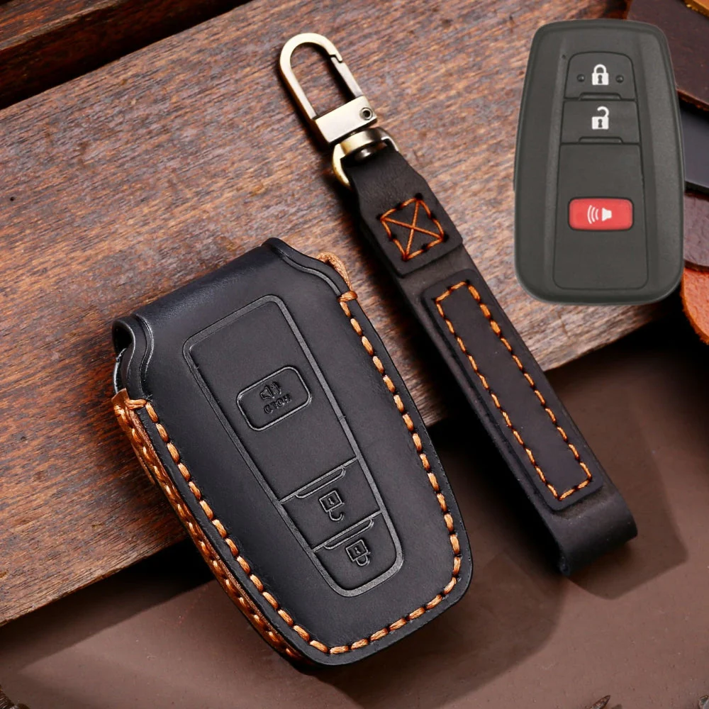 Toyota Handcrafted Genuine Leather Car Key Fob Protective Case Cover For Camry, C-HR, Corolla, RAV4, Avalon, Land Cruiser, Prado, Prius - Image 10