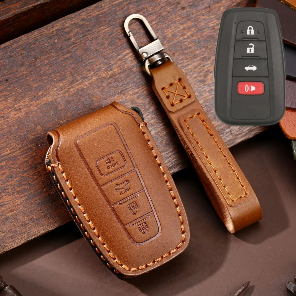 Toyota Handcrafted Genuine Leather Car Key Fob Protective Case Cover For Camry, C-HR, Corolla, RAV4, Avalon, Land Cruiser, Prado, Prius - Image 11