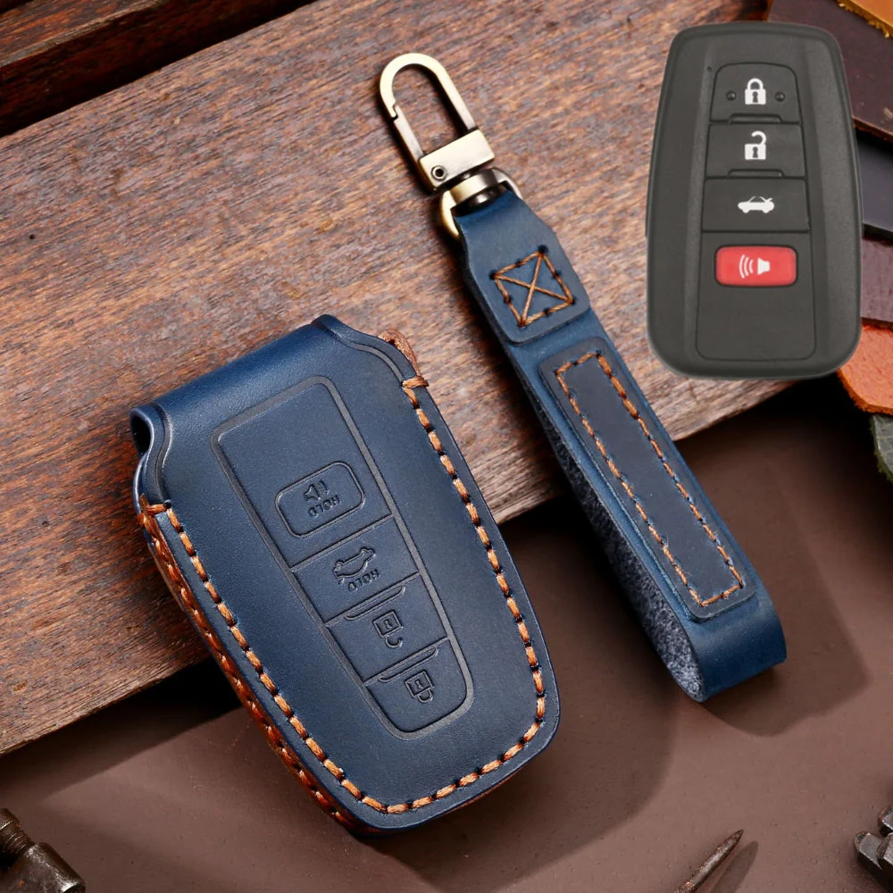 Toyota Handcrafted Genuine Leather Car Key Fob Protective Case Cover For Camry, C-HR, Corolla, RAV4, Avalon, Land Cruiser, Prado, Prius - Image 12