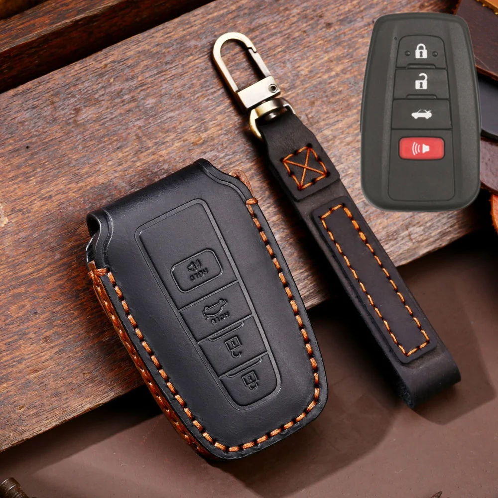 Toyota Handcrafted Genuine Leather Car Key Fob Protective Case Cover For Camry, C-HR, Corolla, RAV4, Avalon, Land Cruiser, Prado, Prius - Image 13