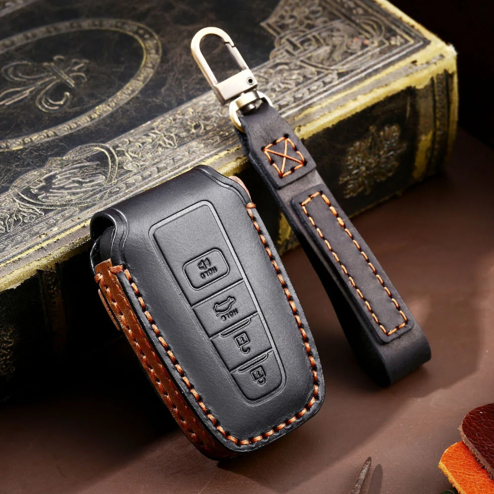 Toyota Handcrafted Genuine Leather Car Key Fob Protective Case Cover For Camry, C-HR, Corolla, RAV4, Avalon, Land Cruiser, Prado, Prius - Image 16