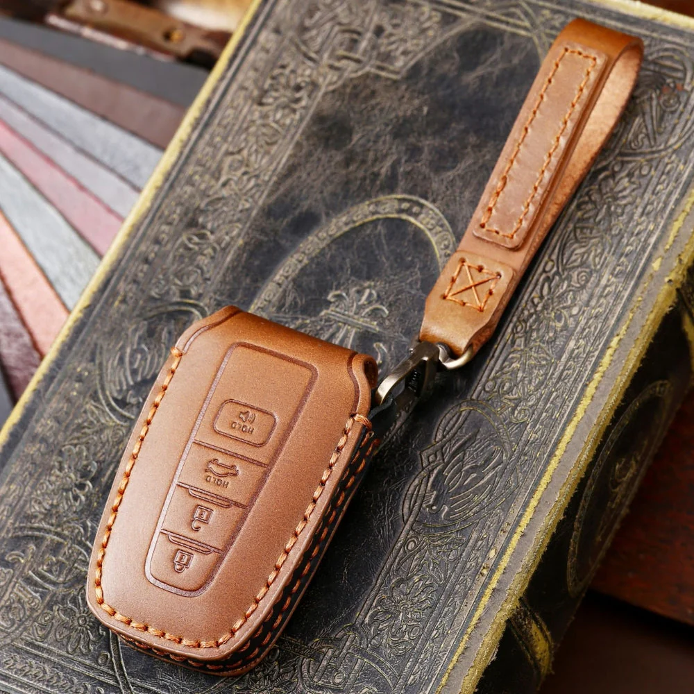 Toyota Handcrafted Genuine Leather Car Key Fob Protective Case Cover For Camry, C-HR, Corolla, RAV4, Avalon, Land Cruiser, Prado, Prius - Image 17
