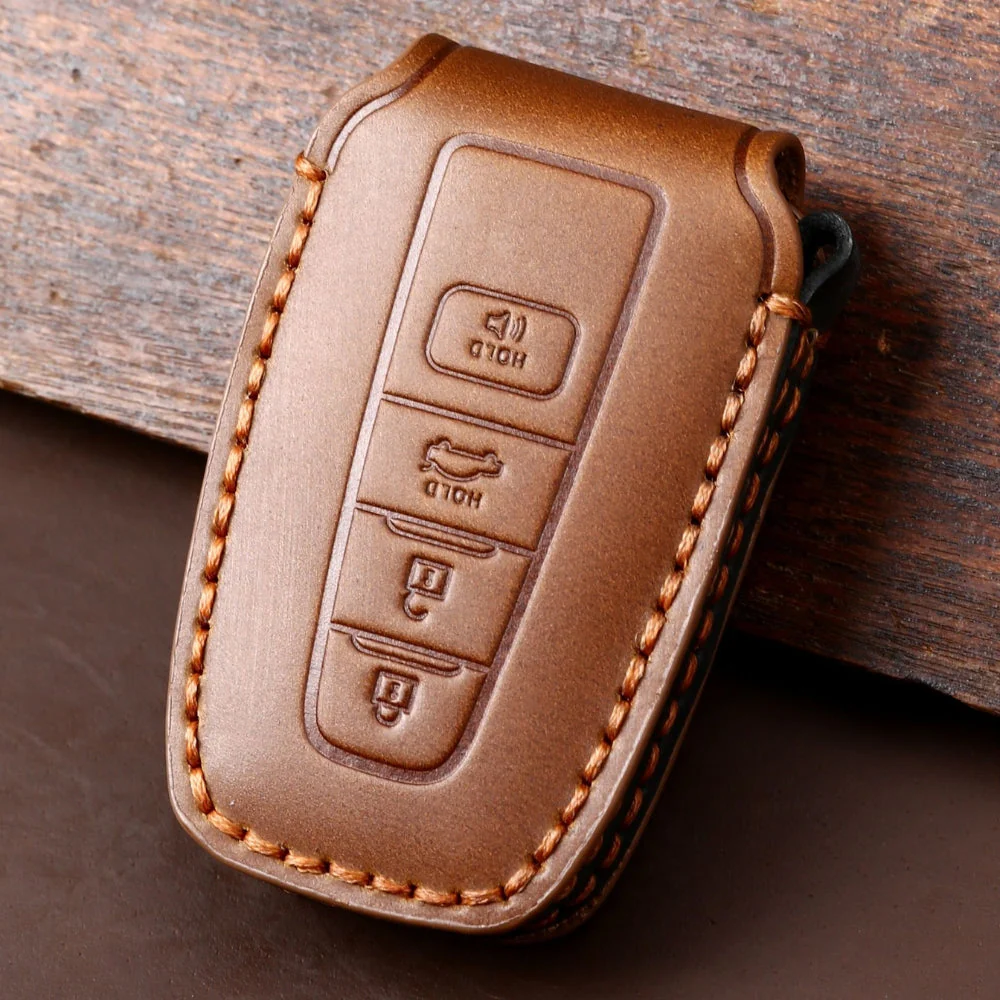 Toyota Handcrafted Genuine Leather Car Key Fob Protective Case Cover For Camry, C-HR, Corolla, RAV4, Avalon, Land Cruiser, Prado, Prius - Image 19