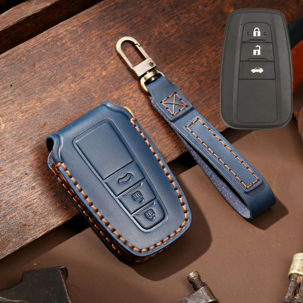 Toyota Handcrafted Genuine Leather Car Key Fob Protective Case Cover For Camry, C-HR, Corolla, RAV4, Avalon, Land Cruiser, Prado, Prius - Image 6