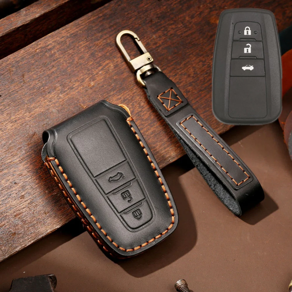 Toyota Handcrafted Genuine Leather Car Key Fob Protective Case Cover For Camry, C-HR, Corolla, RAV4, Avalon, Land Cruiser, Prado, Prius - Image 7