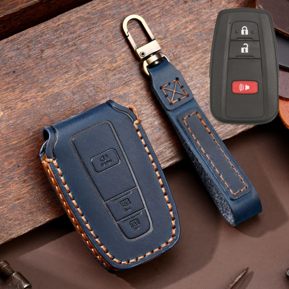 Toyota Handcrafted Genuine Leather Car Key Fob Protective Case Cover For Camry, C-HR, Corolla, RAV4, Avalon, Land Cruiser, Prado, Prius - Image 9