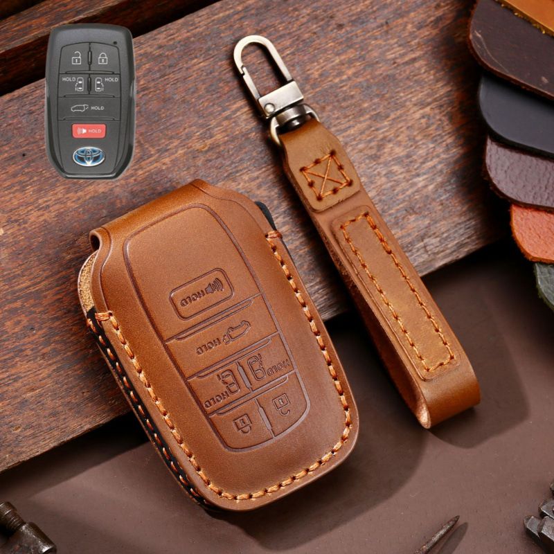 Toyota Handcrafted Genuine Leather Car Key Fob Protective Case Cover For Highlander, RAV4, Camry, Sienna, Tacoma, 4Runner, Tundra, Sequoia, Land Cruiser - Image 19