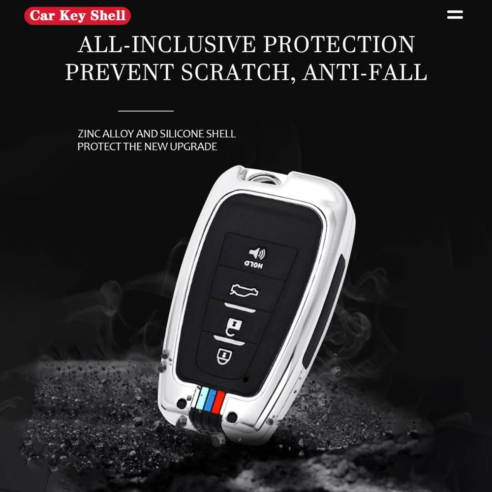 Toyota Metal Shell & Soft Silicone Full Protection Car Key Fob Case Cover For Camry RAV4 Highlander Avalon C-HR Prius Corolla - Image 14