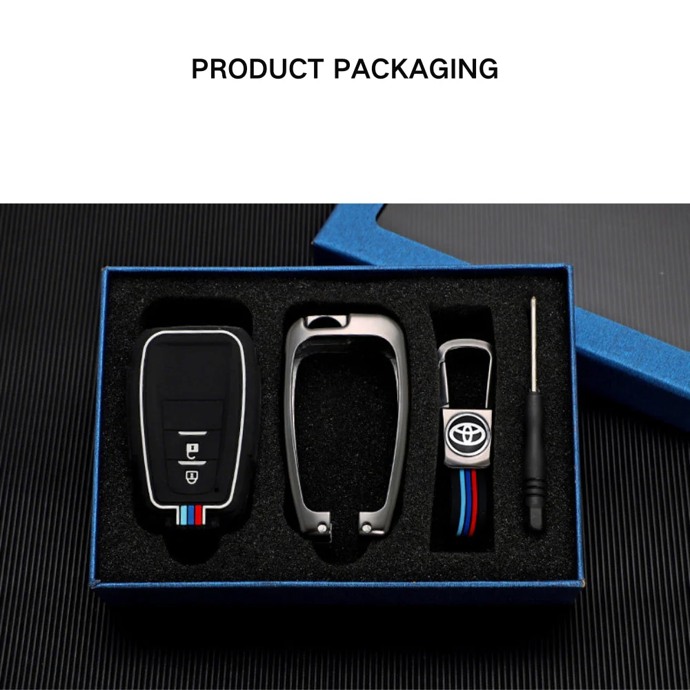Toyota Metal Shell & Soft Silicone Full Protection Car Key Fob Case Cover For Camry RAV4 Highlander Avalon C-HR Prius Corolla - Image 18
