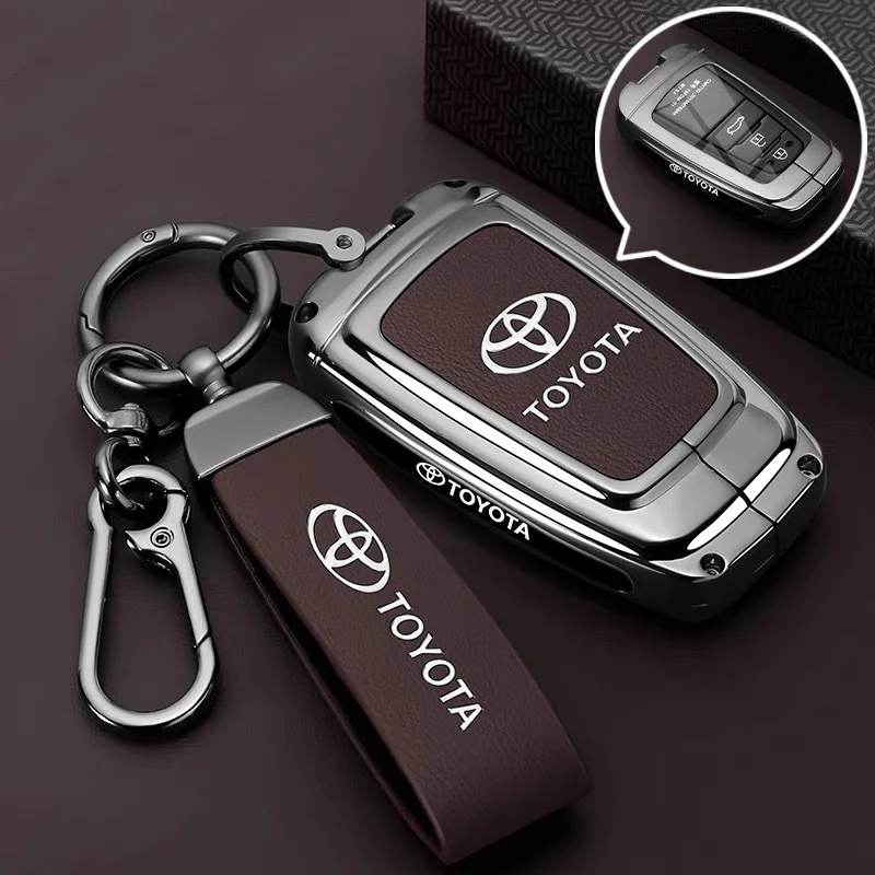 Toyota PU Leather + Zinc Alloy Car Key Fob Case Cover For Corolla, Prius, Camry, C-HR, RAV4, Altis, Land Cruiser Prado - Image 10