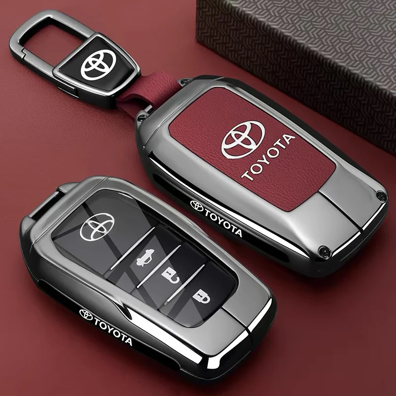 Toyota PU Leather + Zinc Alloy Car Key Fob Case Cover For Corolla, Prius, Camry, C-HR, RAV4, Altis, Land Cruiser Prado - Image 12