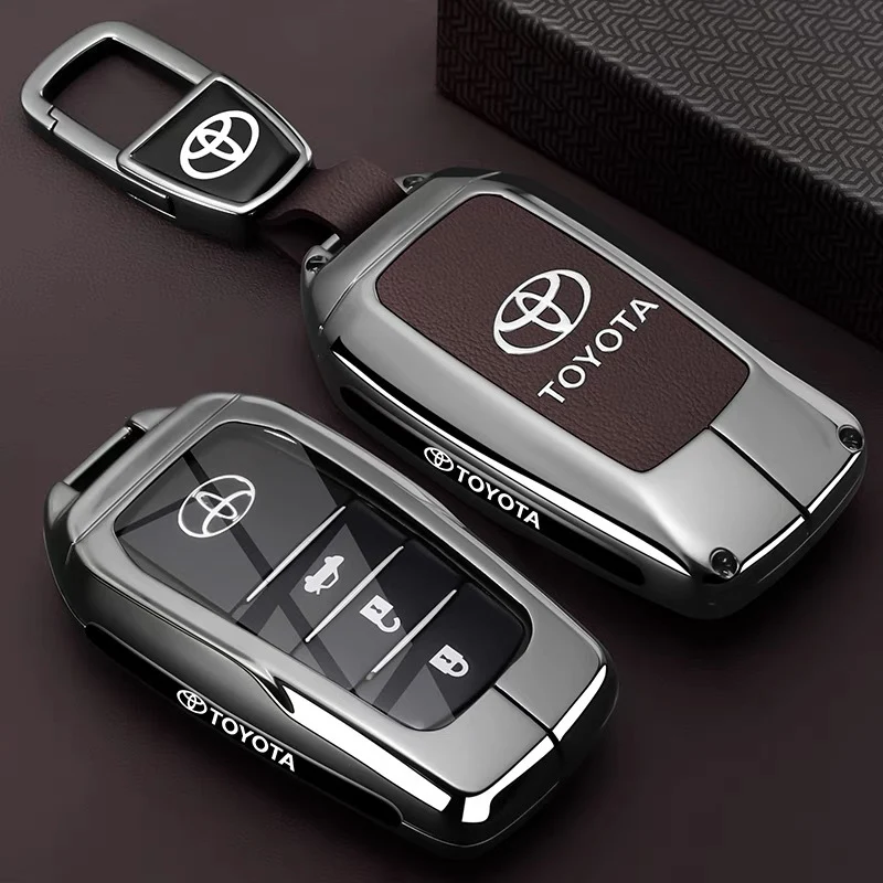 Toyota PU Leather + Zinc Alloy Car Key Fob Case Cover For Corolla, Prius, Camry, C-HR, RAV4, Altis, Land Cruiser Prado - Image 13