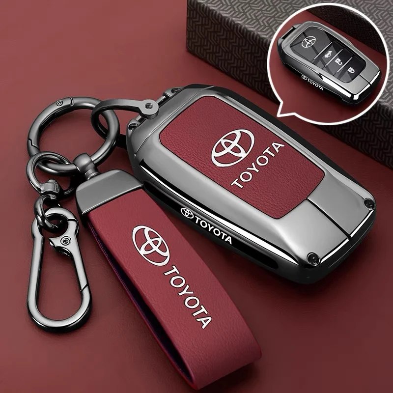 Toyota PU Leather + Zinc Alloy Car Key Fob Case Cover For Corolla, Prius, Camry, C-HR, RAV4, Altis, Land Cruiser Prado - Image 16