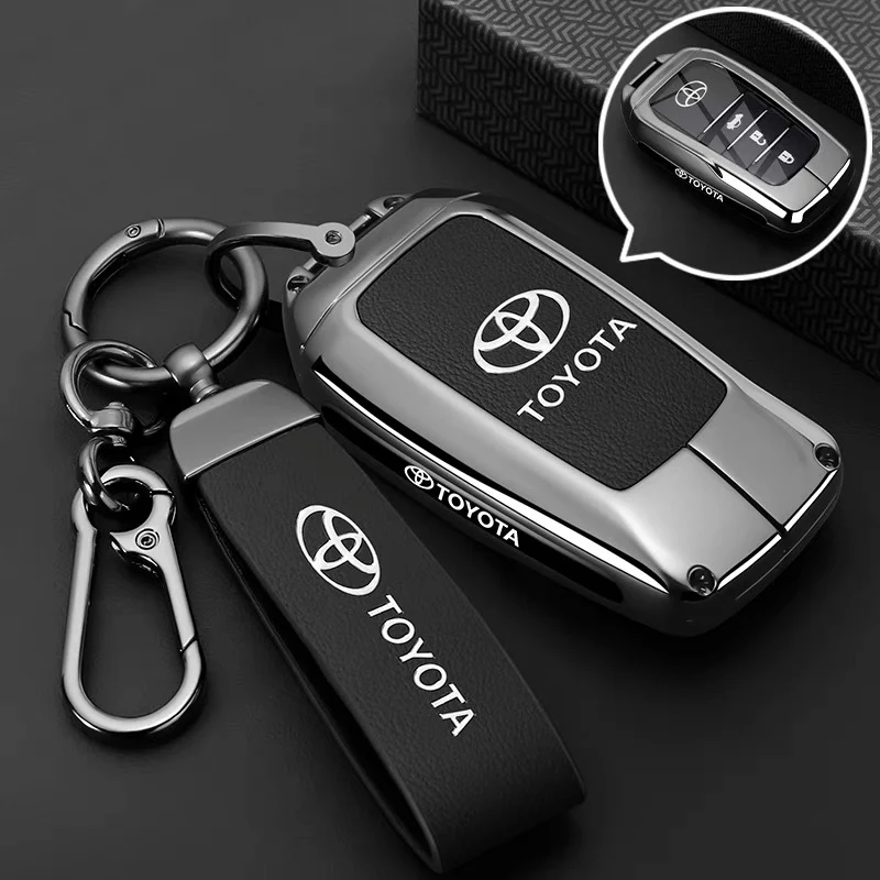 Toyota PU Leather + Zinc Alloy Car Key Fob Case Cover For Corolla, Prius, Camry, C-HR, RAV4, Altis, Land Cruiser Prado - Image 17