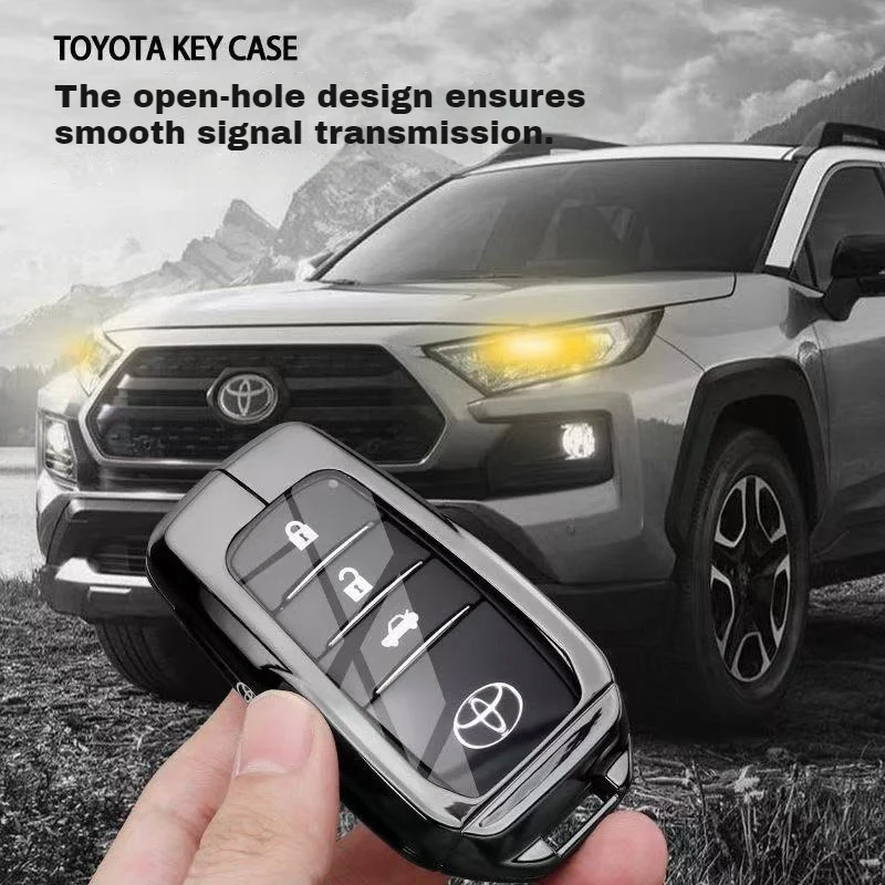 Toyota PU Leather + Zinc Alloy Car Key Fob Case Cover For Corolla, Prius, Camry, C-HR, RAV4, Altis, Land Cruiser Prado - Image 5
