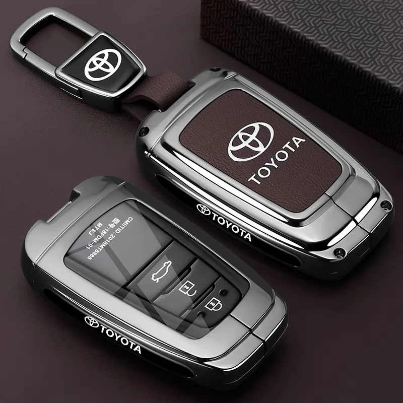 Toyota PU Leather + Zinc Alloy Car Key Fob Case Cover For Corolla, Prius, Camry, C-HR, RAV4, Altis, Land Cruiser Prado - Image 7