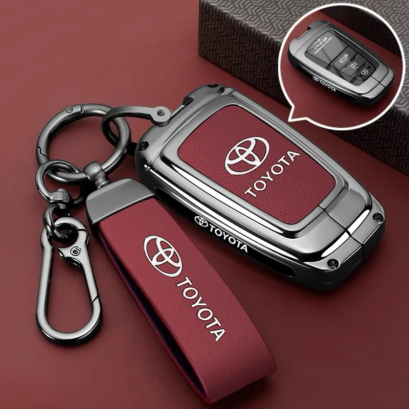 Toyota PU Leather + Zinc Alloy Car Key Fob Case Cover For Corolla, Prius, Camry, C-HR, RAV4, Altis, Land Cruiser Prado - Image 9